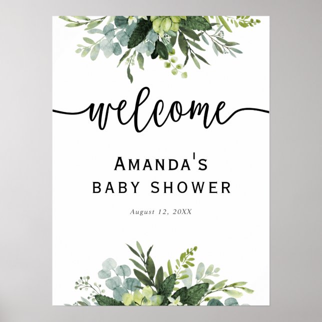 Eucalyptus Baby Shower Welcome Sign (Front)