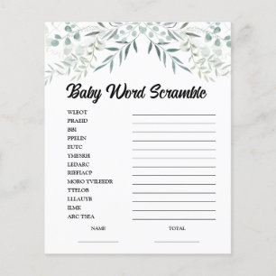 Eucalyptus Baby Word Scramble Baby Shower Game