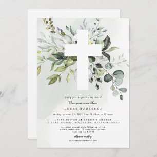 Eucalyptus Baptism Christening Invitation