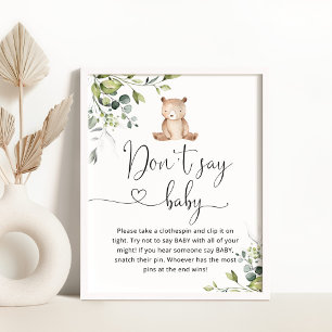 Eucalyptus bear Don't say baby shower game Poster