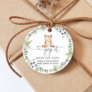  Eucalyptus bear Pop it when she pops baby shower Favour Tags