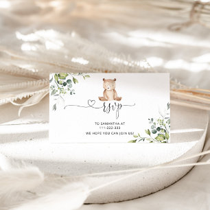 Eucalyptus bear RSVP enclosure card