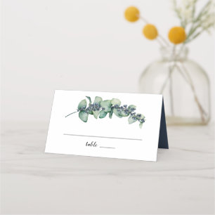 Eucalyptus Berry Botanical Monogram Wedding Place Card