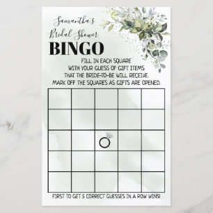 Eucalyptus Bingo Bridal shower bilingual game