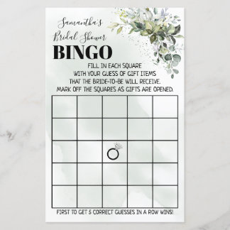 Eucalyptus Bingo Bridal shower bilingual game