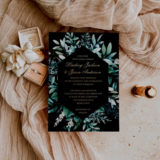 Eucalyptus Black And Gold Foil Pressed Wedding  (Creator Uploaded)