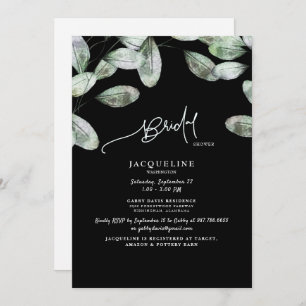 Eucalyptus Black Bride Shower Invitation