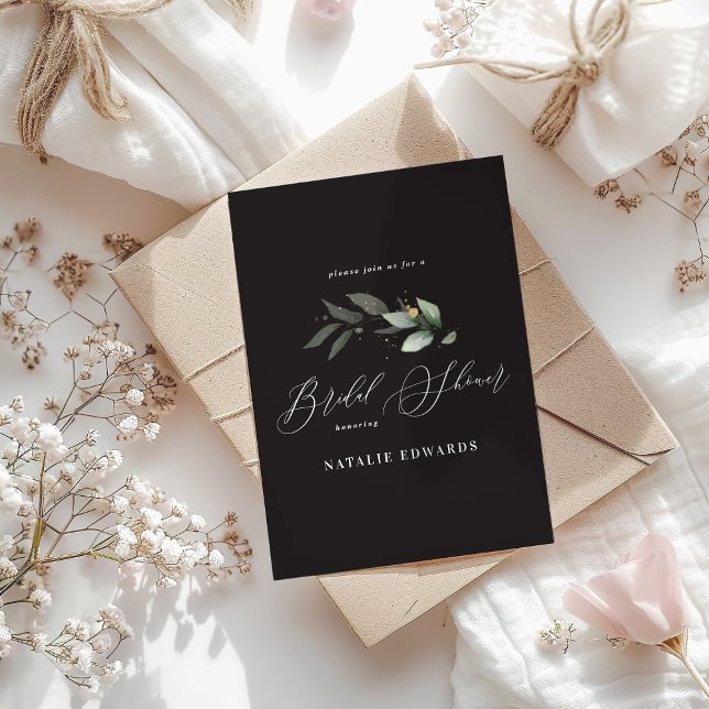 Eucalyptus black gold bridal shower  save the date (Creator Uploaded)