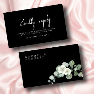 Eucalyptus Black & White Minimalist Wedding RSVP Enclosure Card