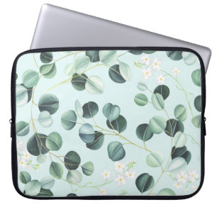 Eucalyptus Bliss: Turquoise Watercolor Pattern. Laptop Sleeve