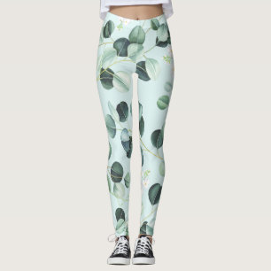 Eucalyptus Bliss: Turquoise Watercolor Pattern. Leggings