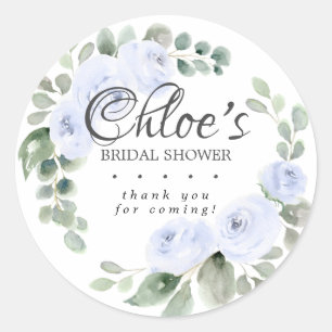 Eucalyptus Blue Floral Bridal Shower Thank You Classic Round Sticker