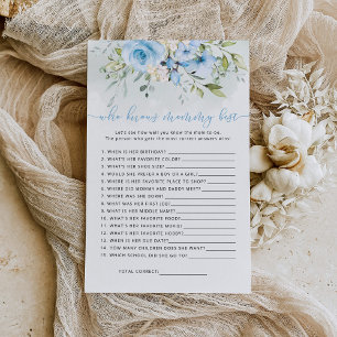 Eucalyptus blue Who knows mummy best baby shower