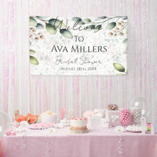 Eucalyptus Blush Alcohol Ink Bridal Shower Banner