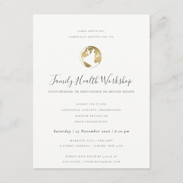 EUCALYPTUS BLUSH ROSE BLACK PINK WORKSHOP EVENT ANNOUNCEMENT POSTCARD (Front)