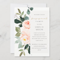 Eucalyptus Blush Rose Pink Engagement Invite