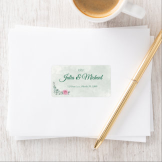 Eucalyptus & Blush Rose Swan Wedding Address Label