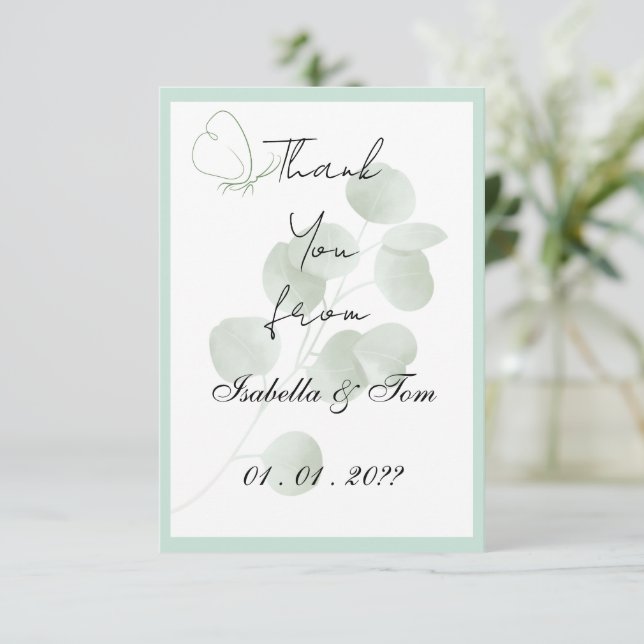 Eucalyptus | Boho Botanical Wedding  Thank You Card (Standing Front)