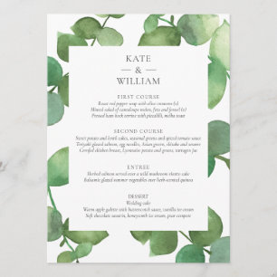 Eucalyptus Boho Greenery Floral Wedding Menu