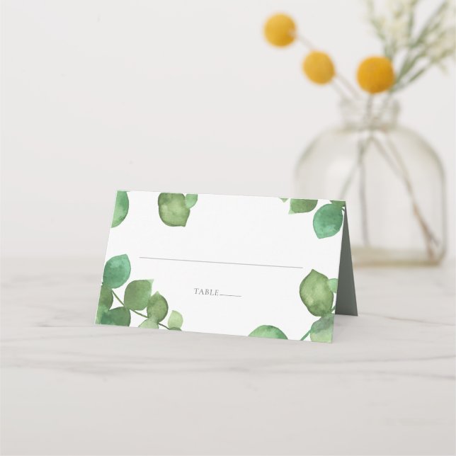 Eucalyptus Boho Greenery Floral Wedding Place Card (Front)