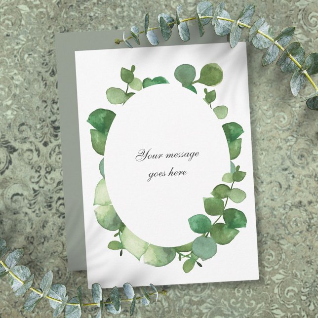Eucalyptus Boho Greenery Personalised Message Thank You Card (Eucalyptus Boho Greenery Personalized Message Thank You Card)