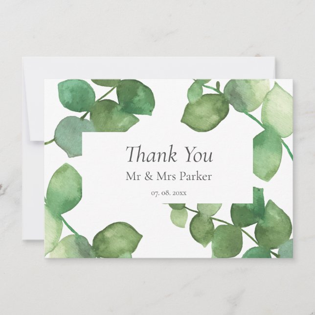 Eucalyptus Boho Greenery Wedding Thank You (Front)