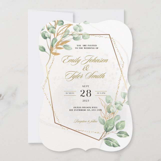 Eucalyptus Boho Wedding Invitations (Front)