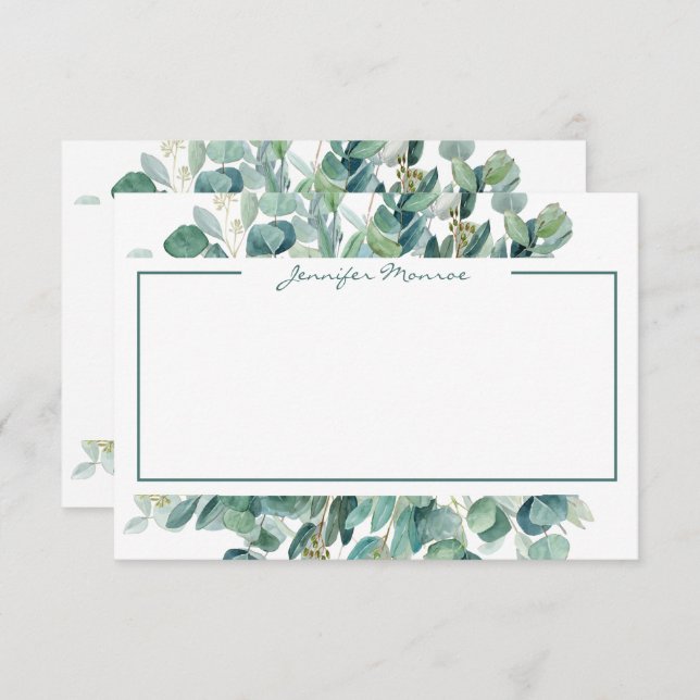 Eucalyptus border personalised lined card (Front/Back)