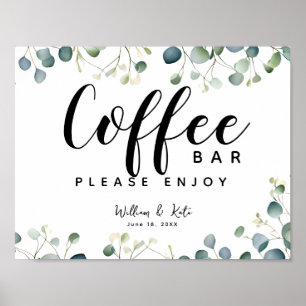 Eucalyptus  botanic Coffee bar station sign