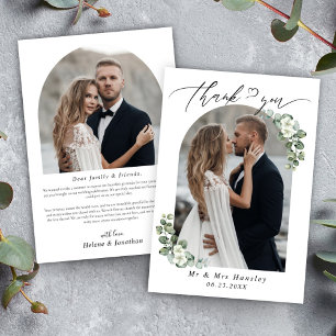 Eucalyptus Botanical Arch Photo Wedding Thank You Card