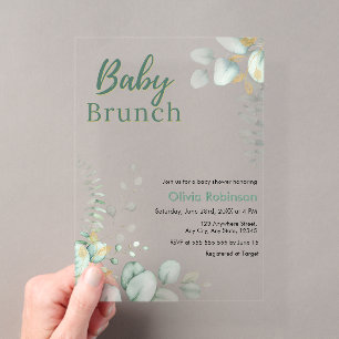 Eucalyptus Botanical Baby Brunch Baby Shower Acrylic Invitations