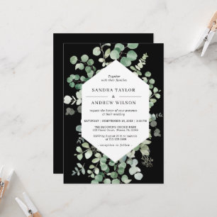 Eucalyptus Botanical Black Chic Wedding Invitation