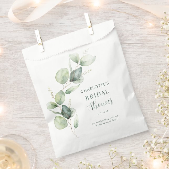 Eucalyptus Botanical Bridal Shower Favour Bags (Clipped)