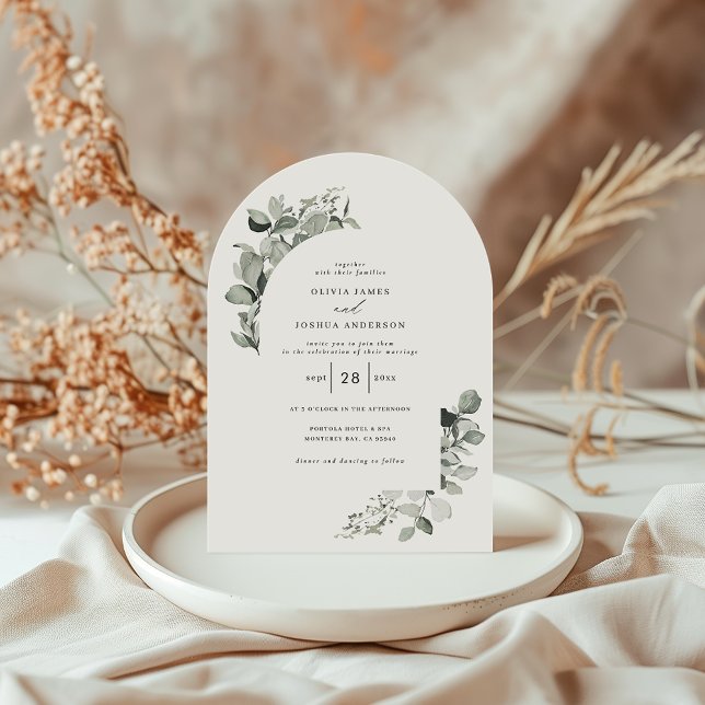Eucalyptus botanical elegant photo simple wedding invitation (Creator Uploaded)