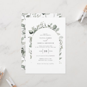 Eucalyptus botanical elegant photo simple wedding invitation