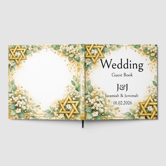 Eucalyptus Botanical Floral Gold Monogram Guest Book (Full)