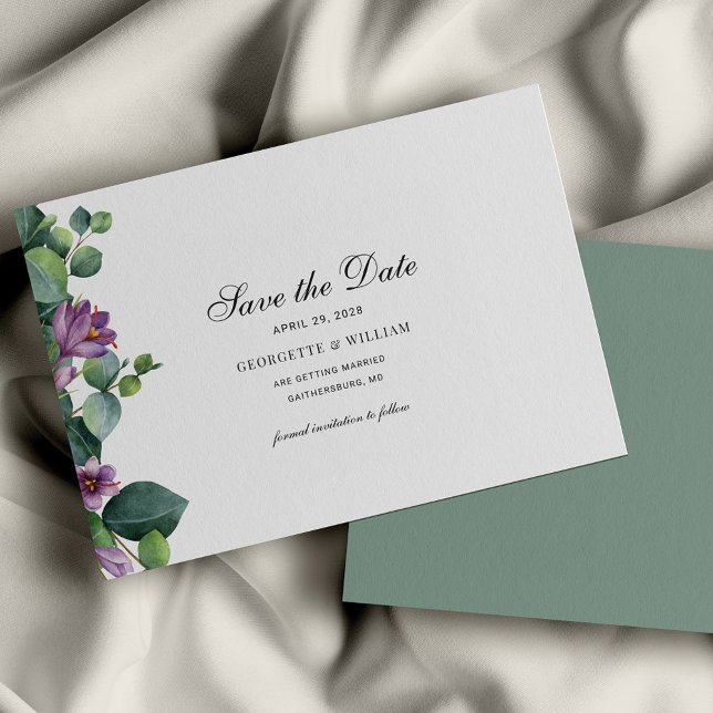 Eucalyptus Botanical Floral Script Save The Date (Creator Uploaded)