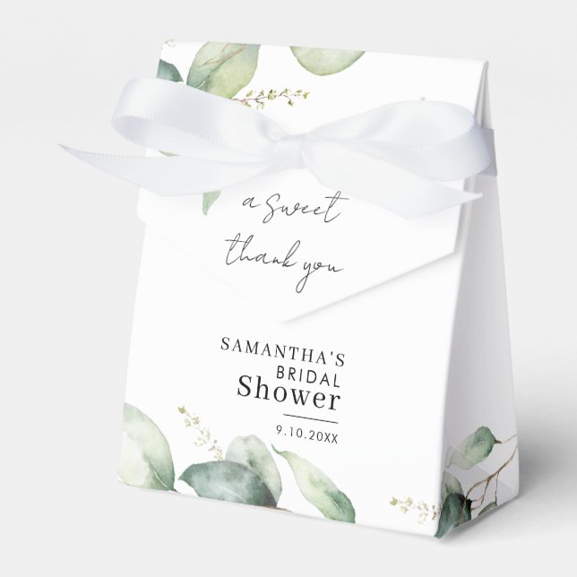 Eucalyptus Botanical Foliage Bridal Shower Favour Box (Front Side)