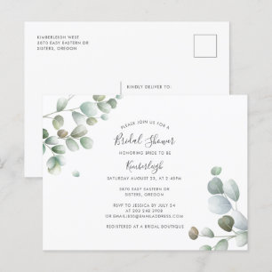 Eucalyptus Botanical Foliage Bridal Shower Invitation Postcard