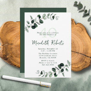 Eucalyptus Botanical Greenery 40th Birthday Invitation