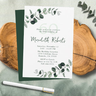 Eucalyptus Botanical Greenery 60th Birthday Invitation