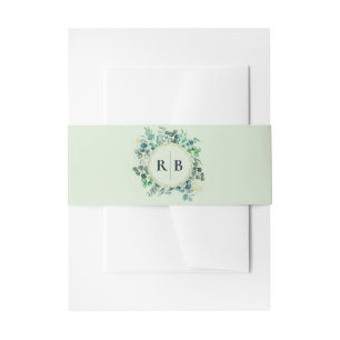 Eucalyptus Botanical Greenery Leaves Wedding Invitation Belly Band