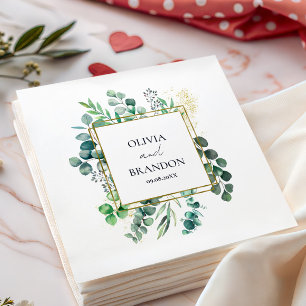 Eucalyptus Botanical Greenery Leaves Wedding Napkin