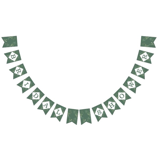 Eucalyptus Botanical Greenery Modern Bridal Shower Bunting (All)