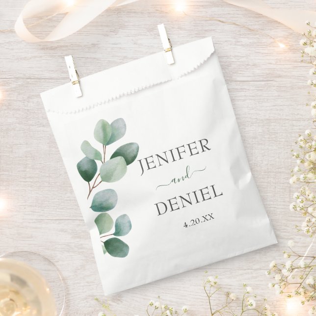 Eucalyptus Botanical Greenery  Wedding Favour Bags (Clipped)