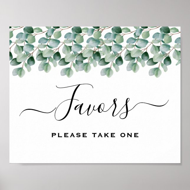 Eucalyptus Botanical Greenery  Wedding Favours Sig Poster (Front)