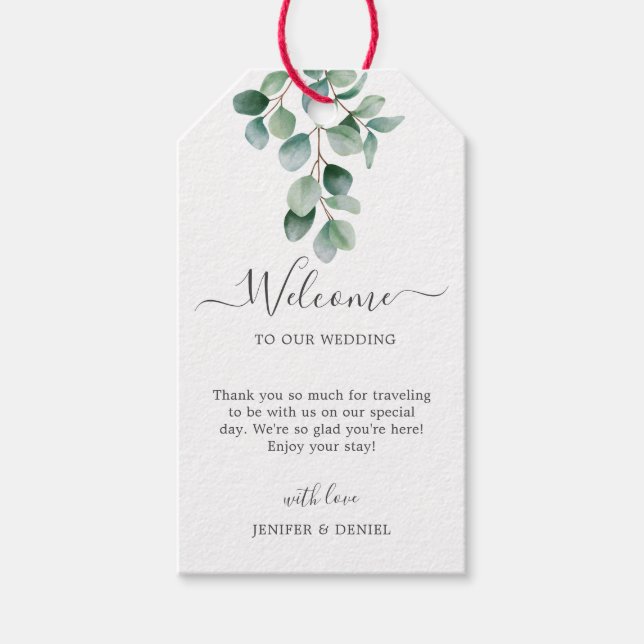 Eucalyptus Botanical Greenery  Wedding Gift Tags (Front)