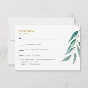 Eucalyptus Botanical Greenery Wedding Invitation, RSVP Card