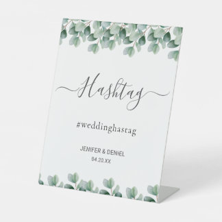 Eucalyptus Botanical Greenery Wedding Pedestal Sign