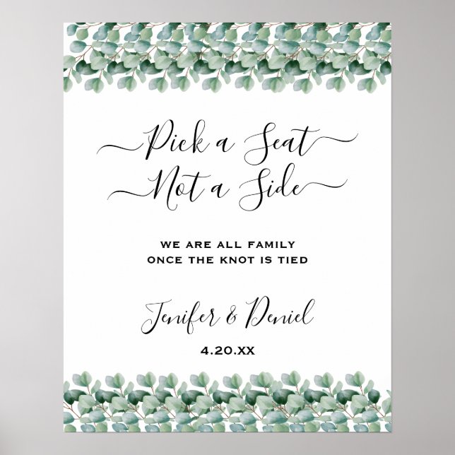 Eucalyptus Botanical Greenery  Wedding Poster (Front)